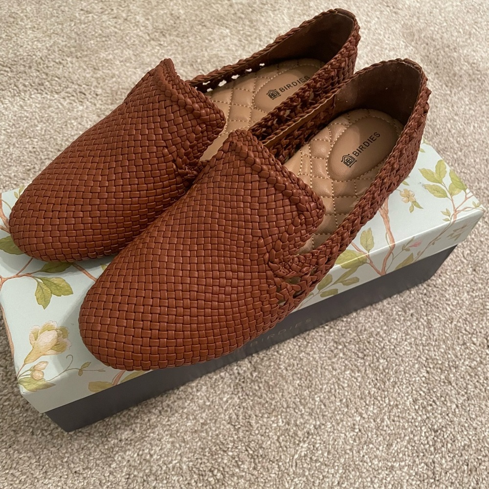 Birdies Woven Slip-On Flats in Rust Brown